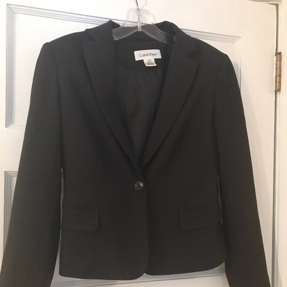 Calvin Klein Size 2 Wool Black Blazer - Picture 1 of 7